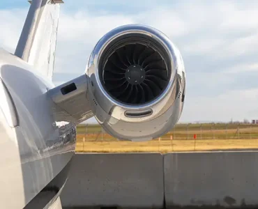 A close-up of the Cessna Citation M2 Gen2’s engine showcases its sleek, aerodynamic design and powerful performance capabilities. The polished exterior reflects the jet's modern engineering, making the Citation M2 Gen2 a top choice for efficient, luxurious travel.